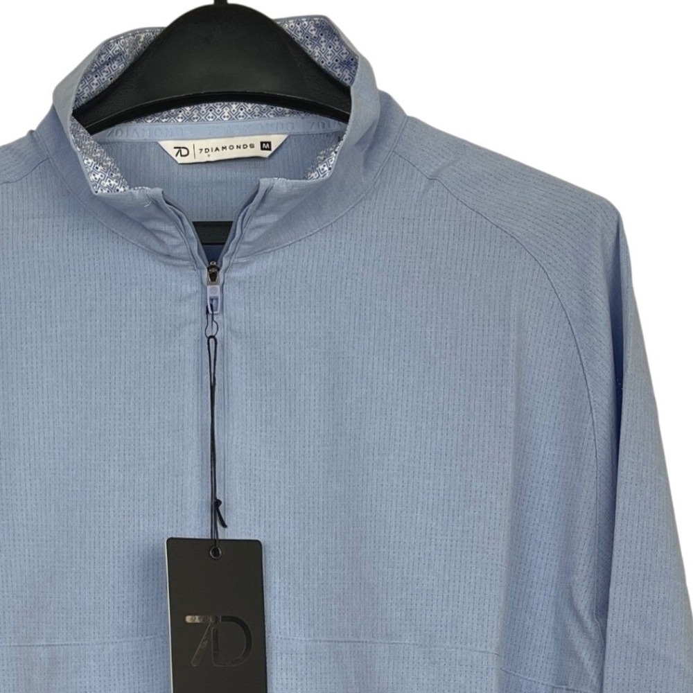 NEW 7 Diamonds Oxygenate Quarter‎ 1/4 Zip Pullover Mens M Golf Sky Blue $125